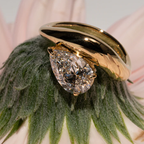 Pear Cut Wrap Twist Ring | Lab Grown Diamond | 14K Yellow Gold Smooth Modern Setting