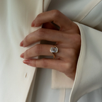 Modern Emerald Cut Bezel Bypass Ring | Lab Grown Diamond | 14K Yellow Gold