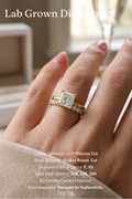 Princess Cut Diamond Stackable Ring, Two Band Diamond Ring, Lab Grown Diamond Engagement Ring, Minimal Pave Band Ring, Gold Bridal Ring