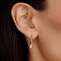 Dainty Lab Diamond Emerald Charm Earrings: 14k Gold Bridal Jewelry