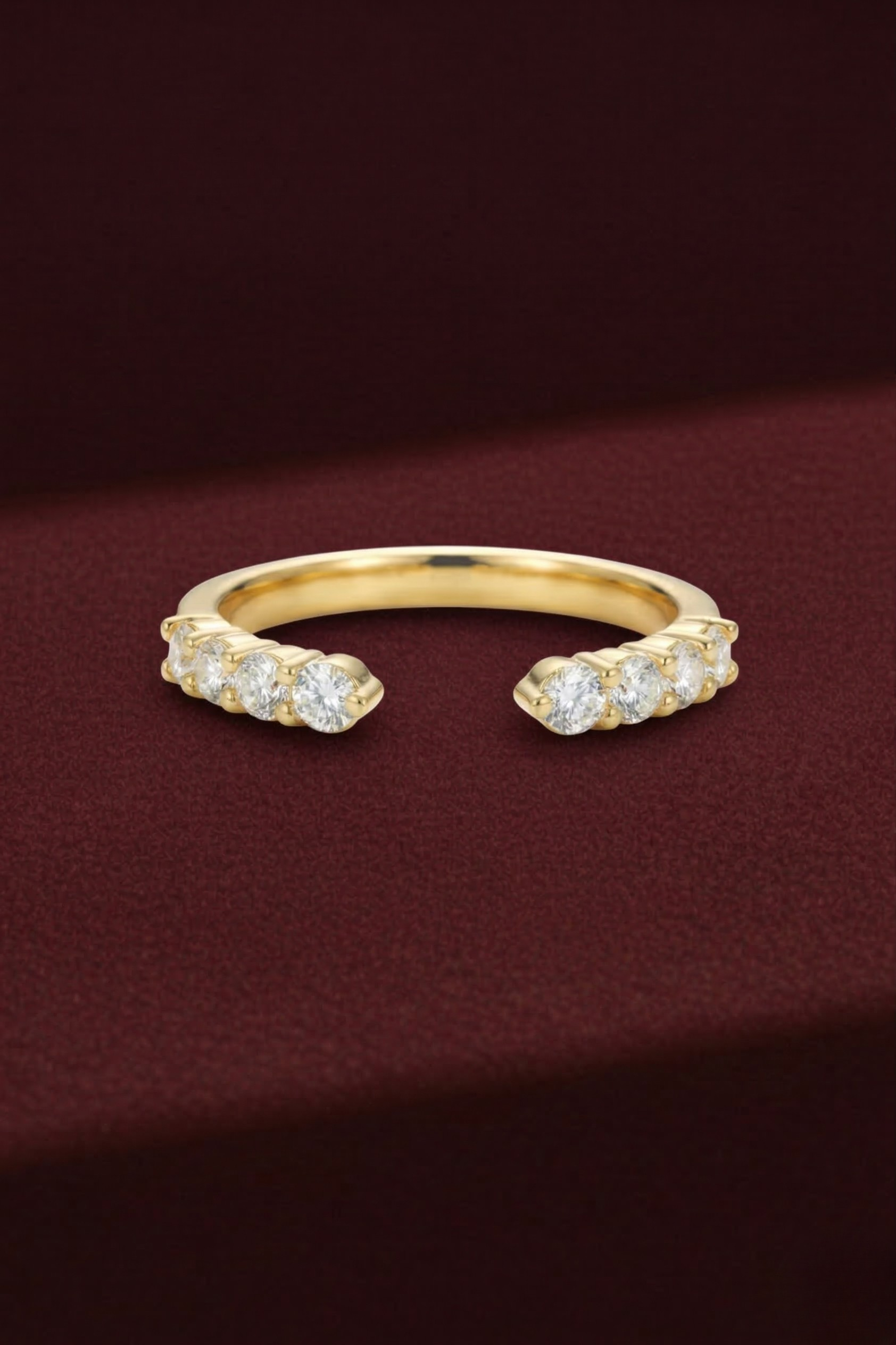 Round Diamond Stackable Band, Dainty Diamond Band Ring, Minimalist Diamond Wedding Band, Stackable Gold Diamond Band, Fine Jewelry Ring