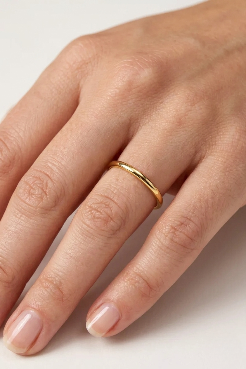 Solid Gold Stackable Band, Minimalist Gold Ring, Plain Gold Wedding Band, Stackable Gold Ring, Dainty Gold Band