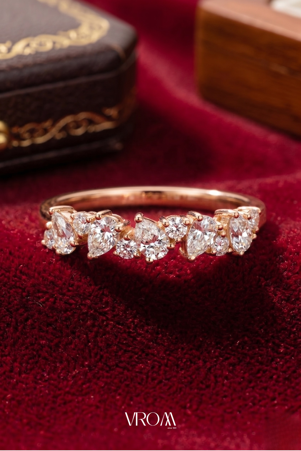 Pear and Round Diamond Stackable Band, Mixed Shape Diamond Ring, Lab Grown Diamond Band, Wedding Band, Minimal Gold Stack Ring