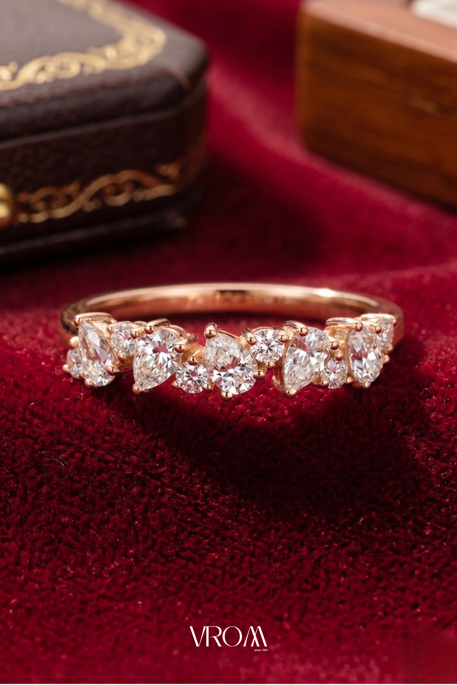 Pear and Round Diamond Stackable Band, Mixed Shape Diamond Ring, Lab Grown Diamond Band, Wedding Band, Minimal Gold Stack Ring