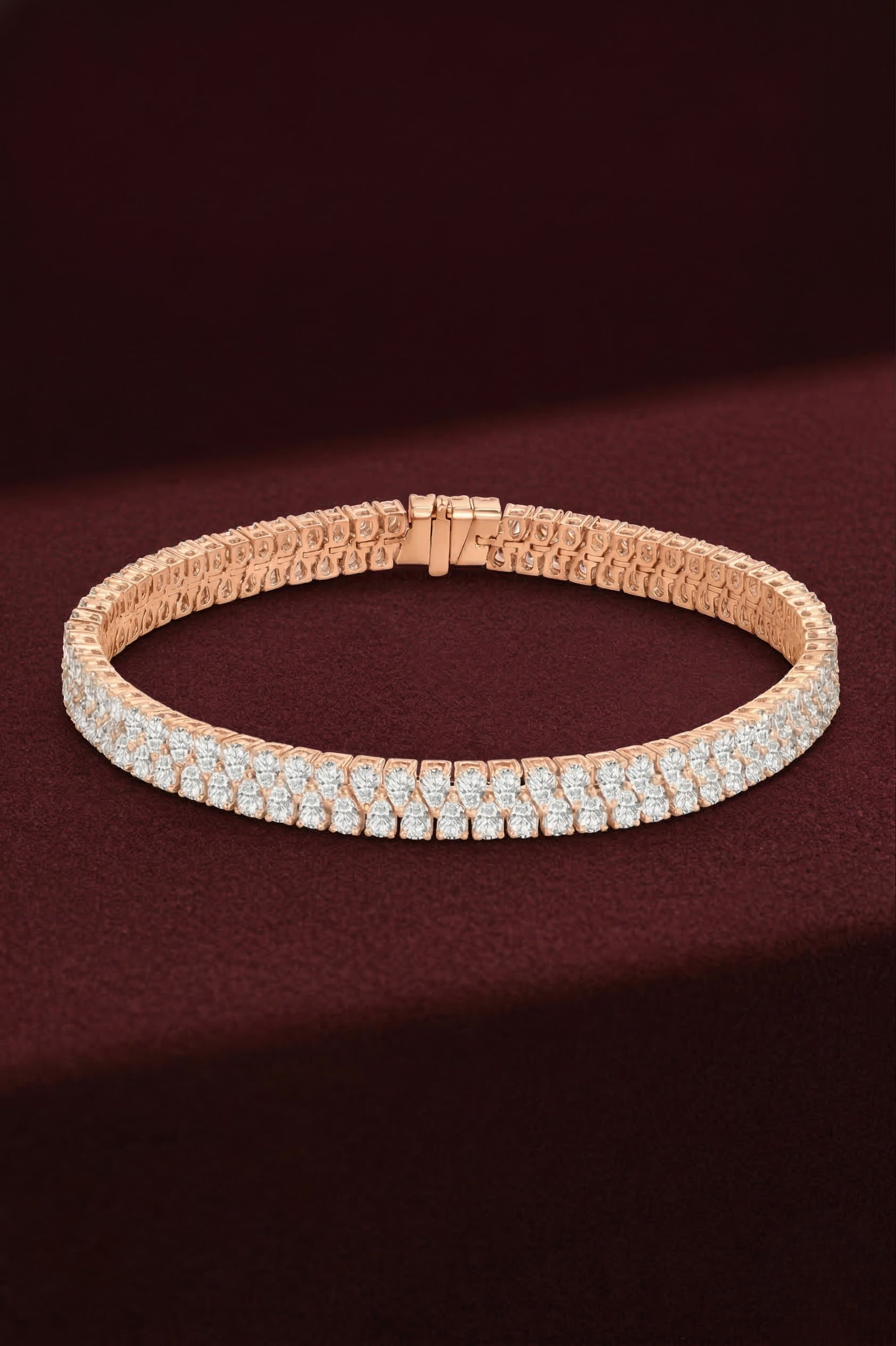 Pear Diamond Tennis Bracelet 7.50 CT, Double Row Pear Diamond Bracelet, Luxury Diamond Bracelet, Statement Gold Bracelet, Bridal Jewelry