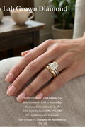 Radiant Diamond Stackable Ring, Mixed Metal Engagement Ring, Three Band Diamond Ring, Lab Grown Diamond Ring, White and Yellow Gold Ring