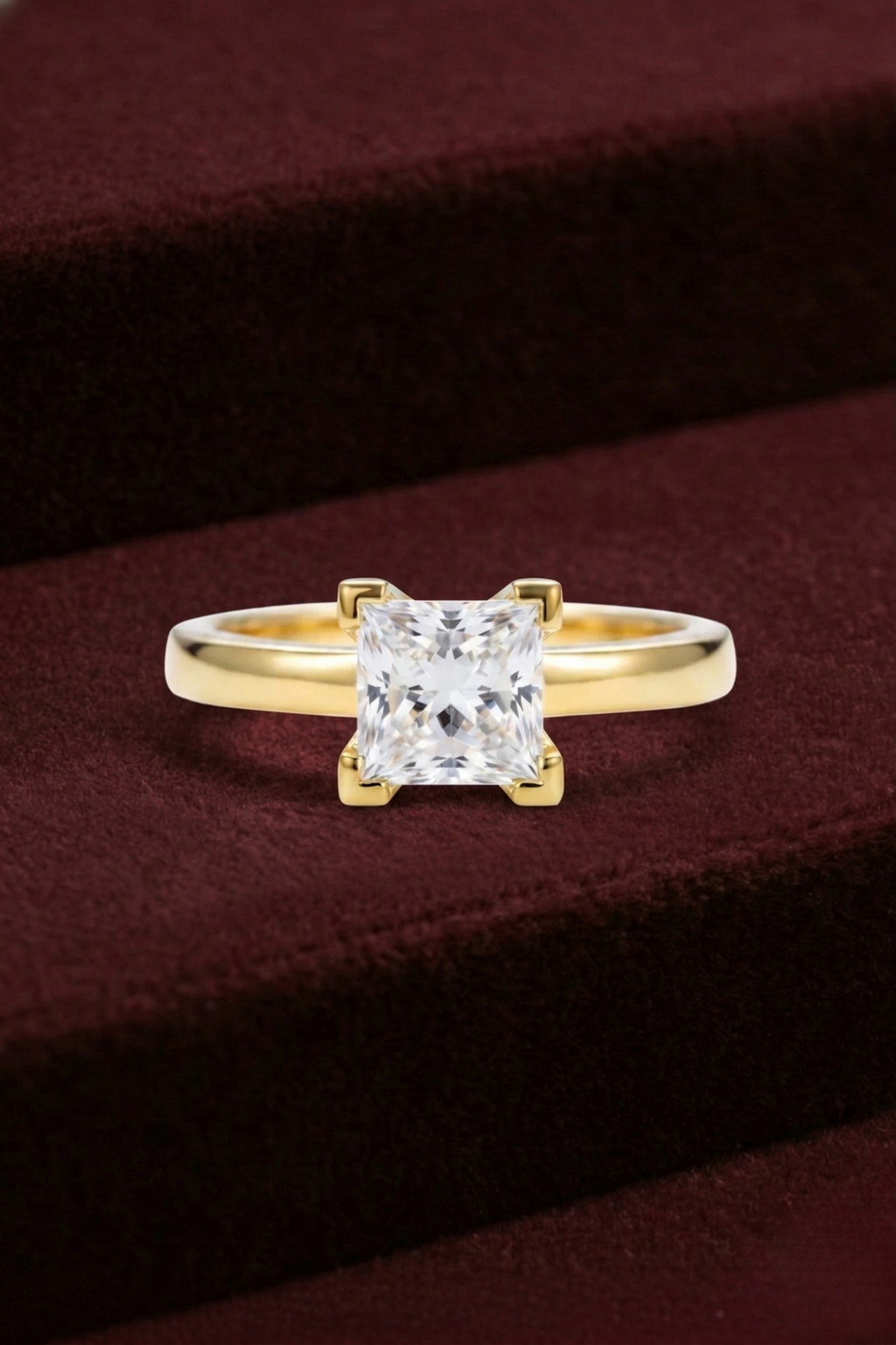 Princess Cut Diamond Engagement Ring, 1.05 Carat Princess Diamond Ring, Solitaire Diamond Ring, Minimalist Gold Ring, Classic Diamond Ring