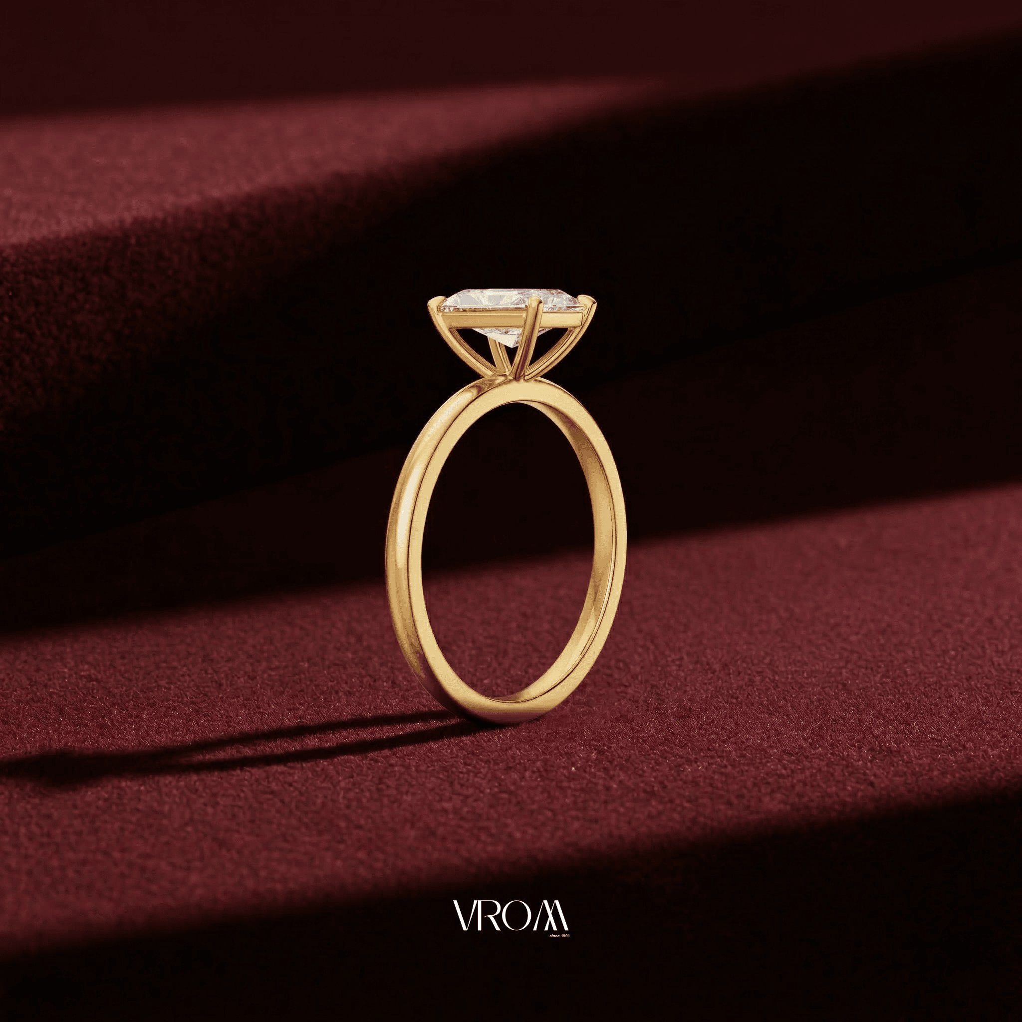 Emerald Cut Lab Grown Diamond Solitaire Engagement Ring in Solid 14K Gold