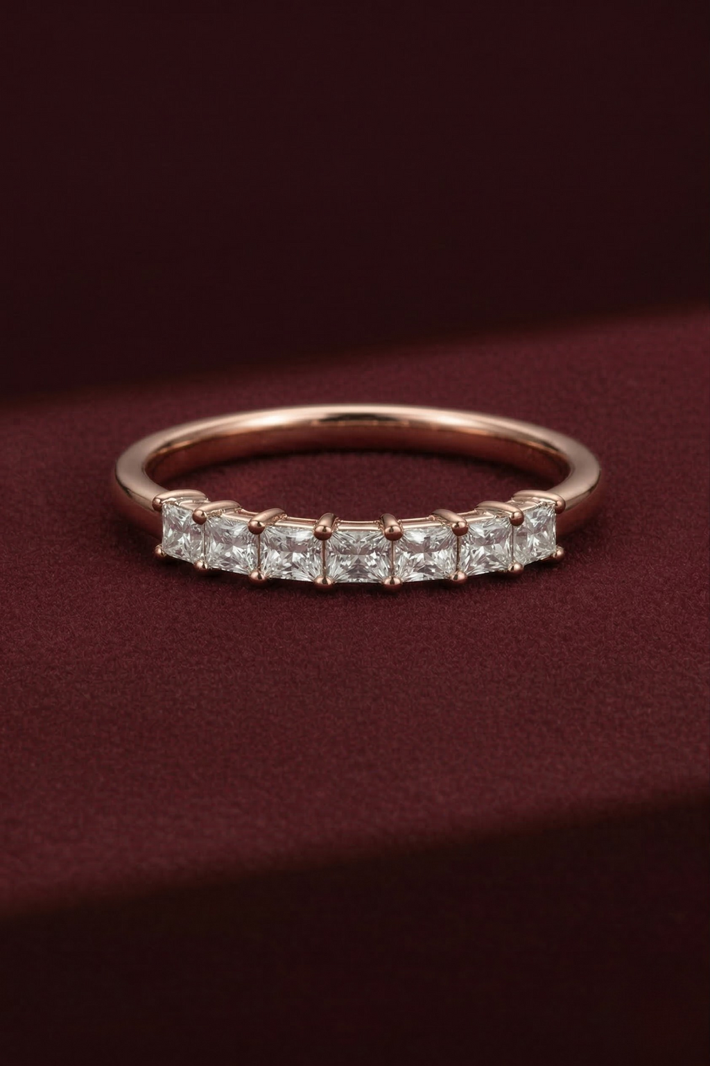 Princess Cut Diamond Stackable Band, Princess Diamond Wedding Band, 1 Carat Diamond Band, Stackable Gold Diamond Ring, Minimalist Band
