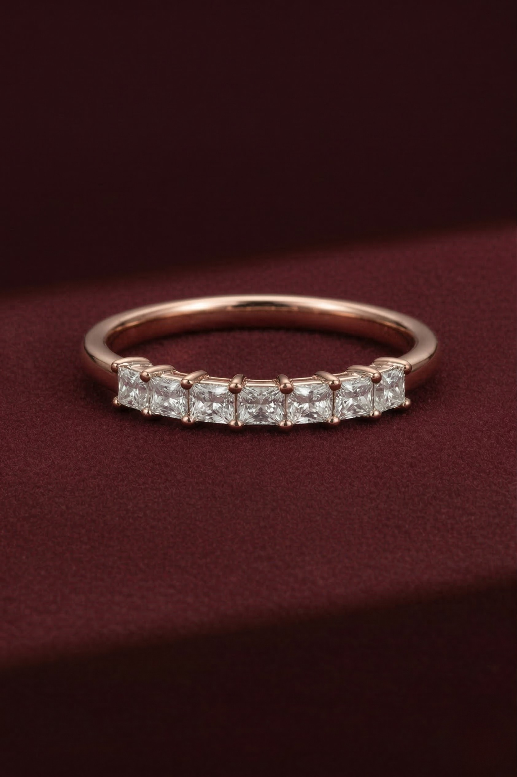 Princess Cut Diamond Stackable Band, Princess Diamond Wedding Band, 1 Carat Diamond Band, Stackable Gold Diamond Ring, Minimalist Band