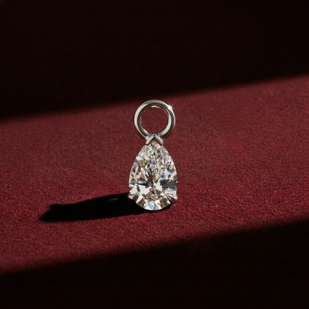 Dainty Pear Lab Diamond Charm Earrings