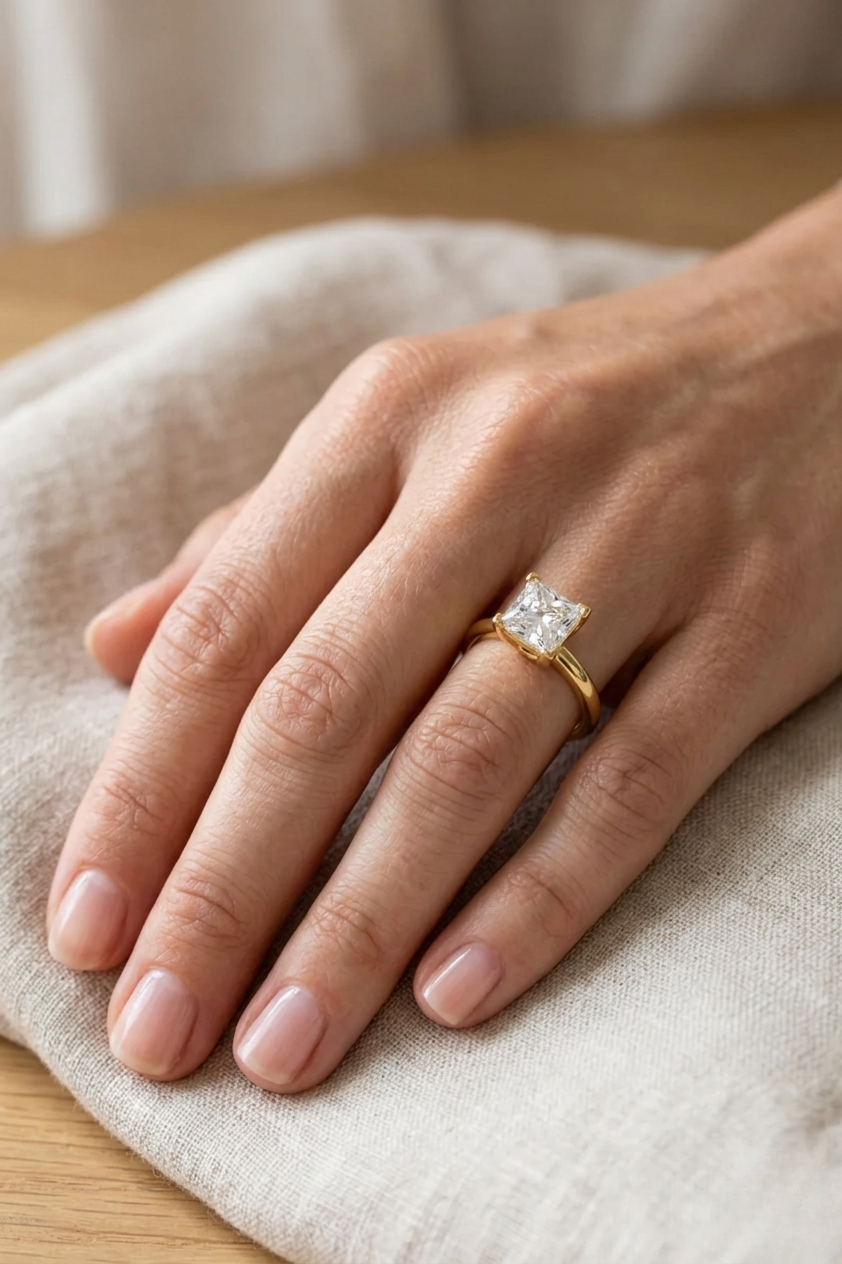 Princess Cut Diamond Engagement Ring, 1.05 Carat Princess Diamond Ring, Solitaire Diamond Ring, Minimalist Gold Ring, Classic Diamond Ring