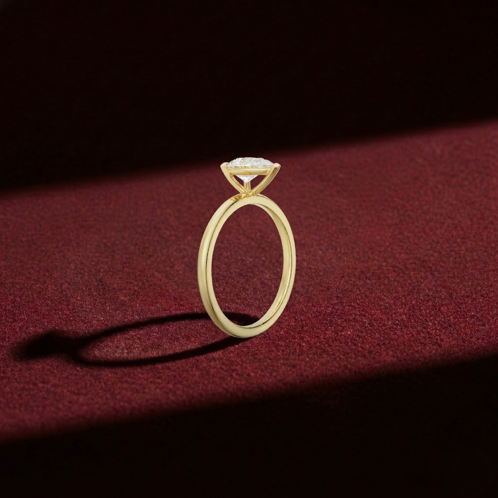 Pear Cut Lab Grown Diamond Solitaire Engagement Ring in Solid 14K Gold