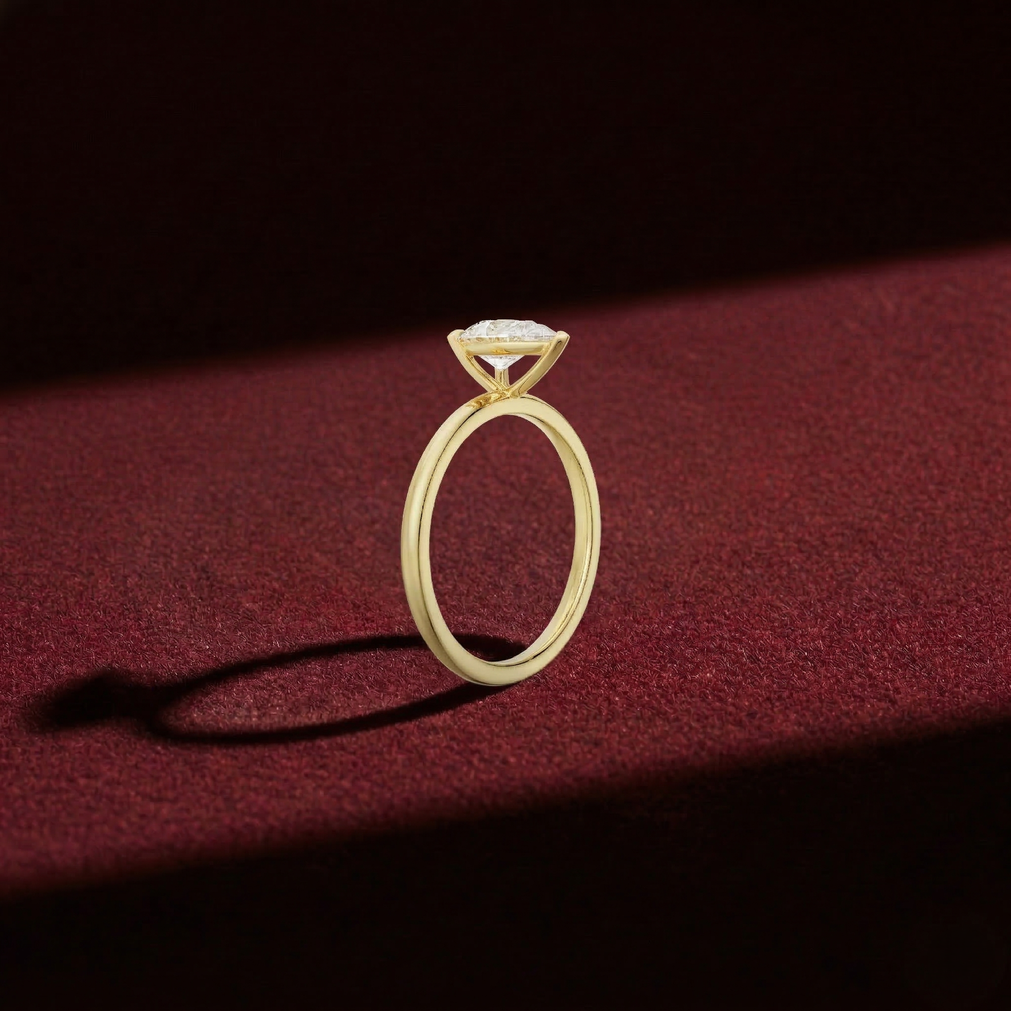 Pear Cut Lab Grown Diamond Solitaire Engagement Ring in Solid 14K Gold