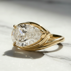 Unique Twist Bending Style Pear Engagement Ring | Lab Grown Diamond | 14K Yellow Gold