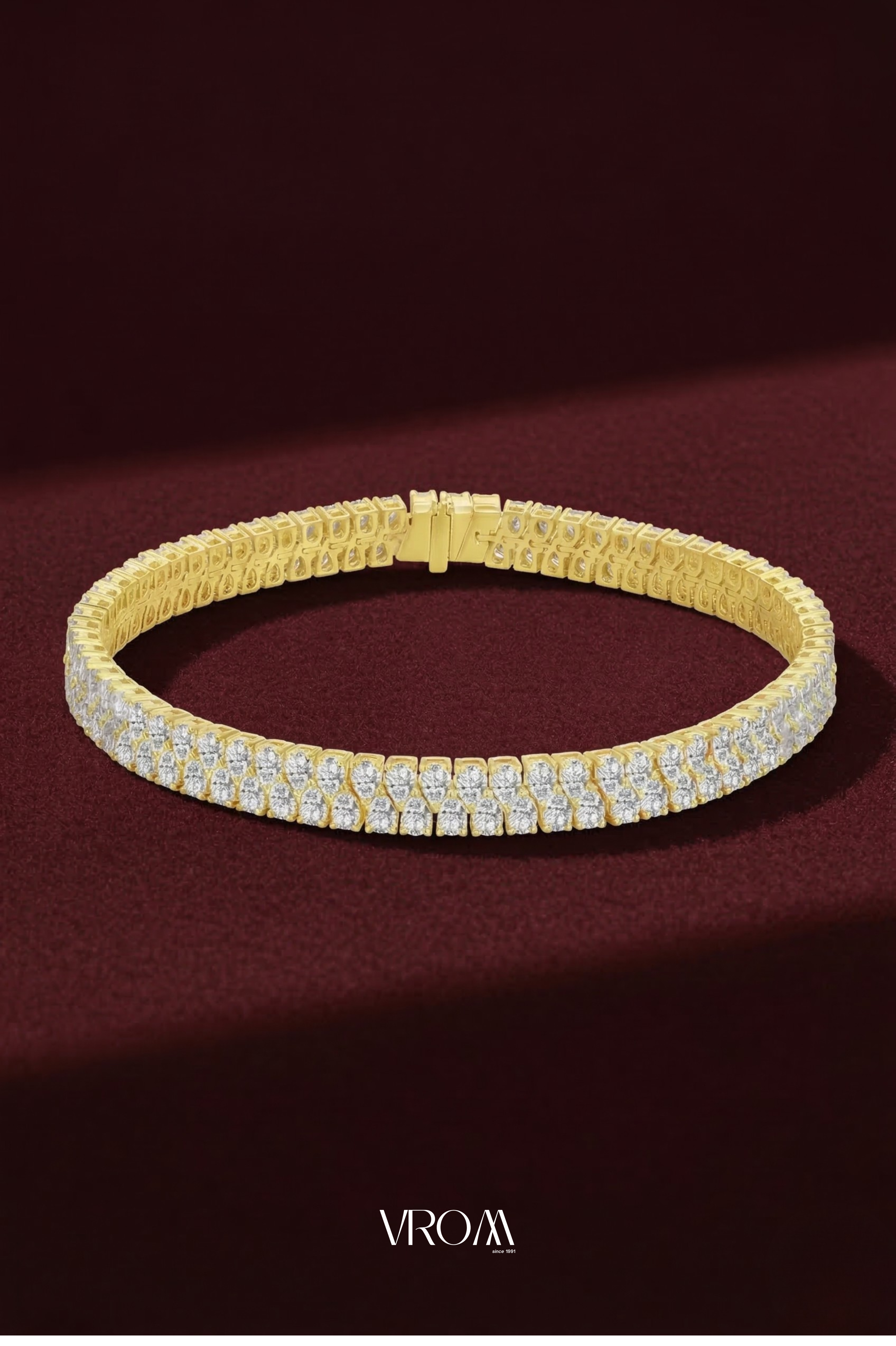 Pear Diamond Tennis Bracelet 7.50 CT, Double Row Pear Diamond Bracelet, Luxury Diamond Bracelet, Statement Gold Bracelet, Bridal Jewelry