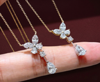 Butterfly Teardrop Dangle Pendant Necklace | Lab Grown Diamond | 14K Yellow Gold