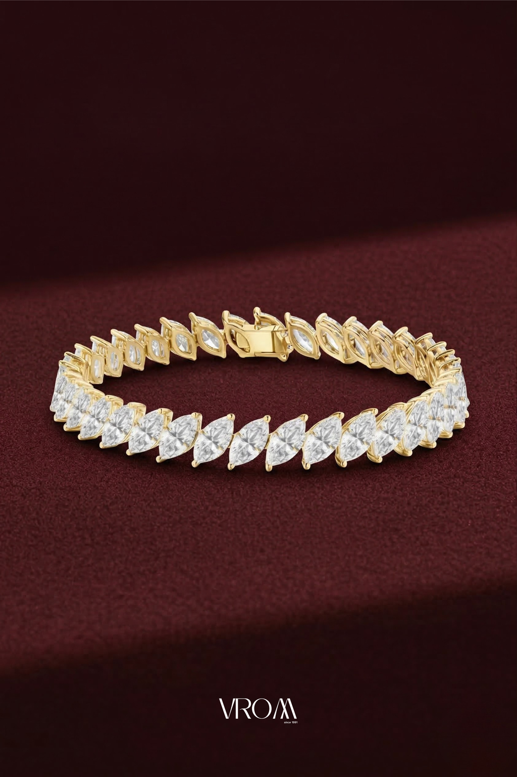 Marquise Diamond Tennis Bracelet 14 CT, Luxury Diamond Bracelet, Feather Style Diamond Bracelet, Statement Gold Bracelet, Marquise Jewelry