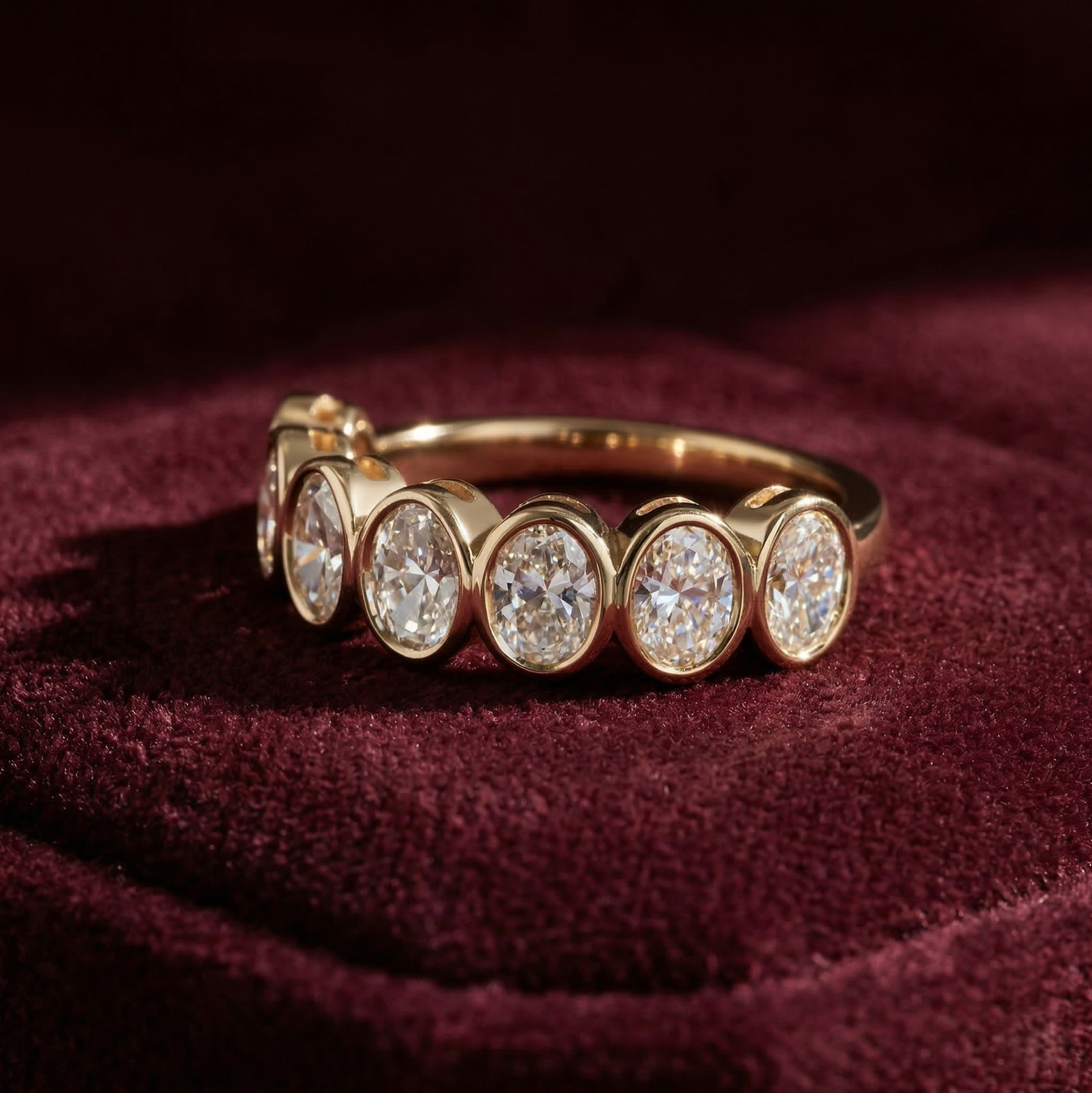 Seven Stone Oval Lab Grown Diamond Anniversary Band in Solid 14K Gold