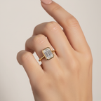 Emerald Cut Solitaire Ring Bezel Setting | Lab Grown Diamond | 14K Yellow Gold