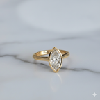 1.00 CT Lab Grown Marquise Diamond Ring: 14k Gold Bezel Solitaire