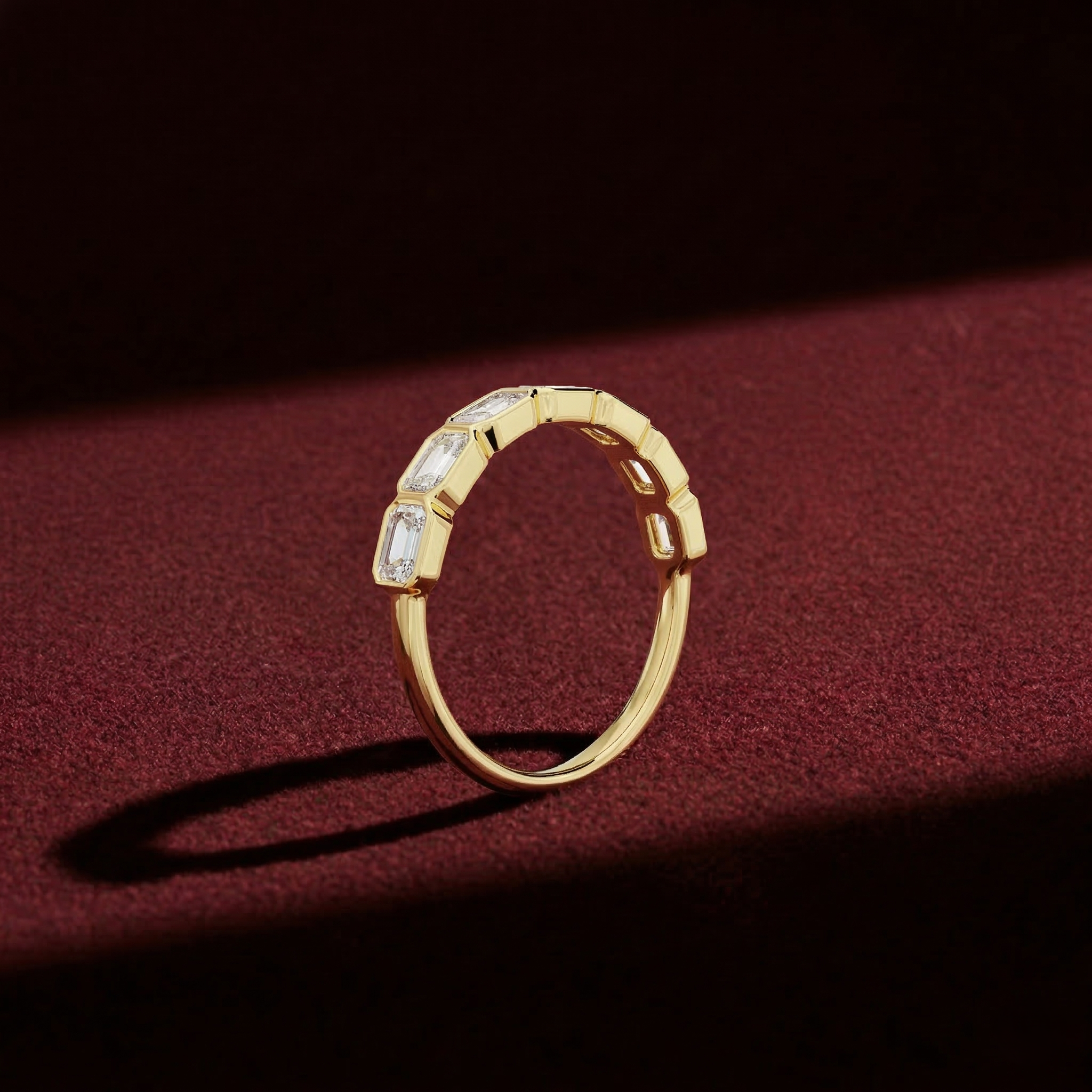 Emerald Cut Lab Grown Diamond Wedding Band: East-West Bezel Set