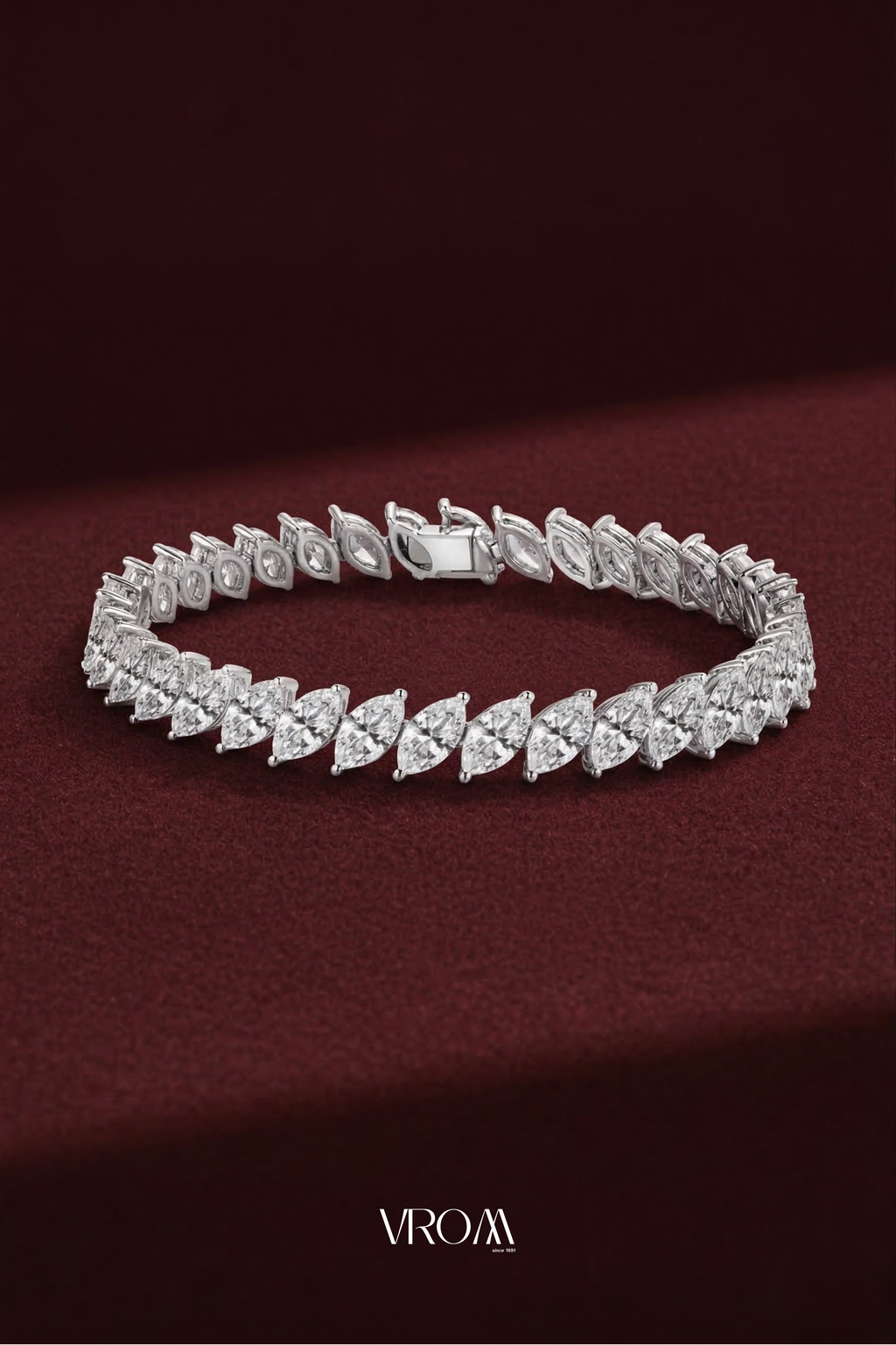 Marquise Diamond Tennis Bracelet 14 CT, Luxury Diamond Bracelet, Feather Style Diamond Bracelet, Statement Gold Bracelet, Marquise Jewelry