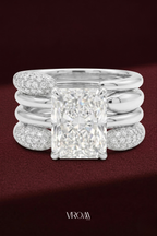 Radiant Cut Diamond Stackable Ring 2.65 CT, Multi Band Diamond Ring, 4 Band Stack Ring, Statement Engagement Ring, Gold Diamond Ring