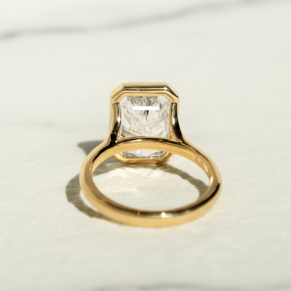Modern Radiant Solitaire Engagement Ring | Lab Grown Diamond | 14K Yellow Gold