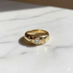 Star Celestial Domed Ring | Lab Grown Diamond | 14K Yellow Gold Cigar Band