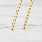 Minimal Angle Earrings Geometric Bar Style | Lab Grown Diamond | 14K Yellow Gold
