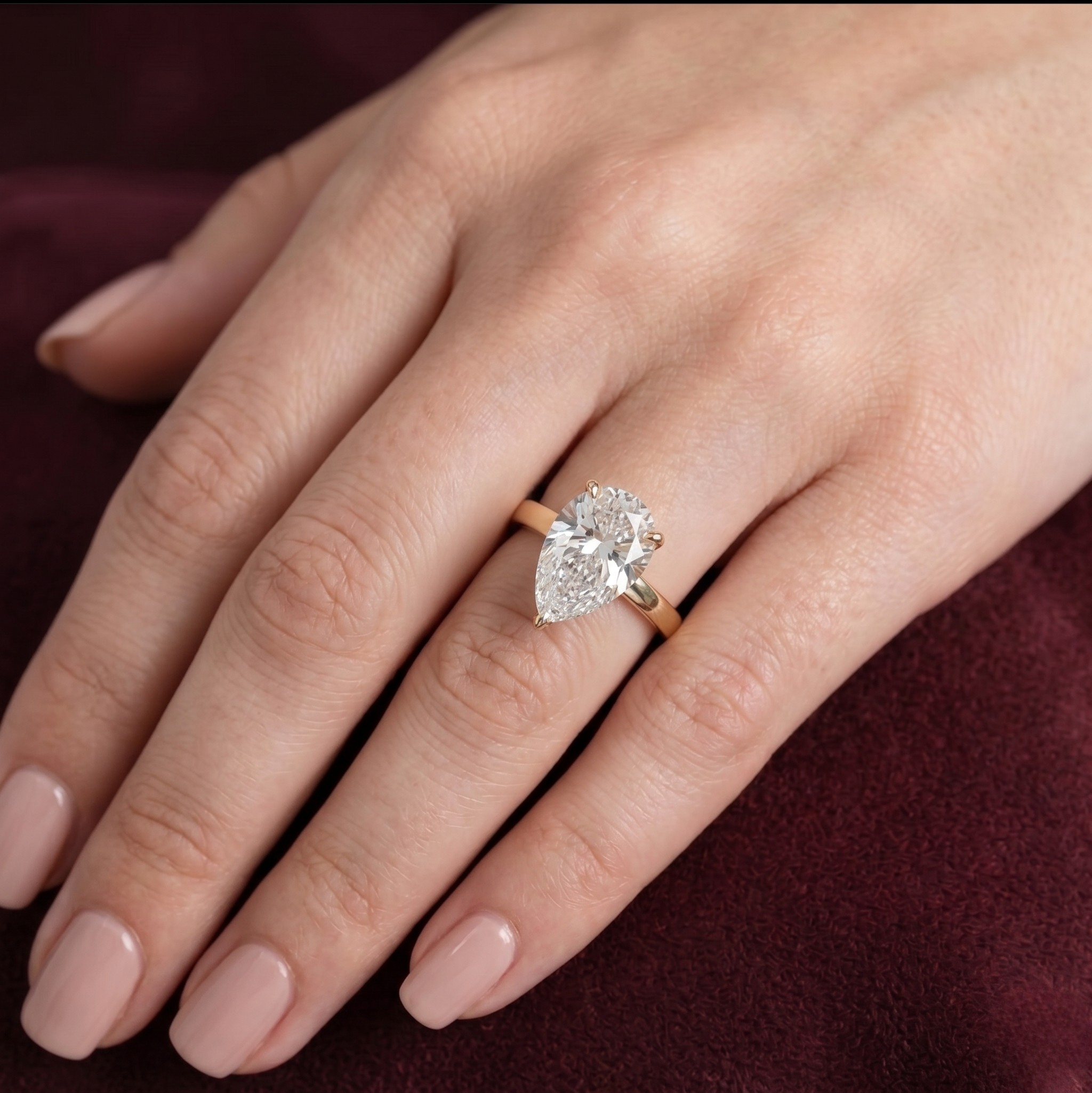 Pear Lab Diamond Hidden Halo Ring