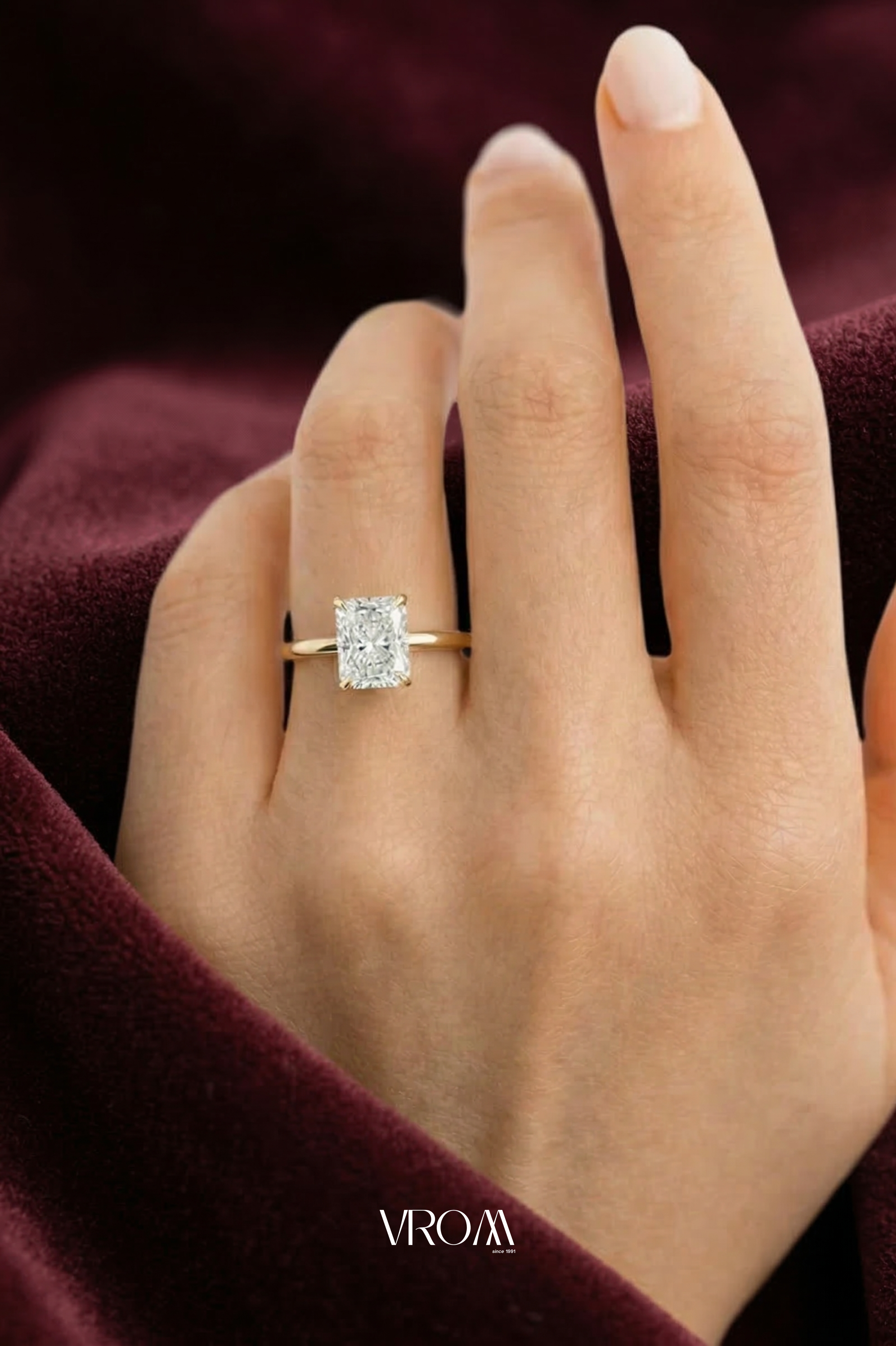 Radiant Cut Solitaire Diamond Ring, Hidden Halo Diamond Ring, Lab Grown Diamond Ring, Tiger Prong Engagement Ring, Gold Ring