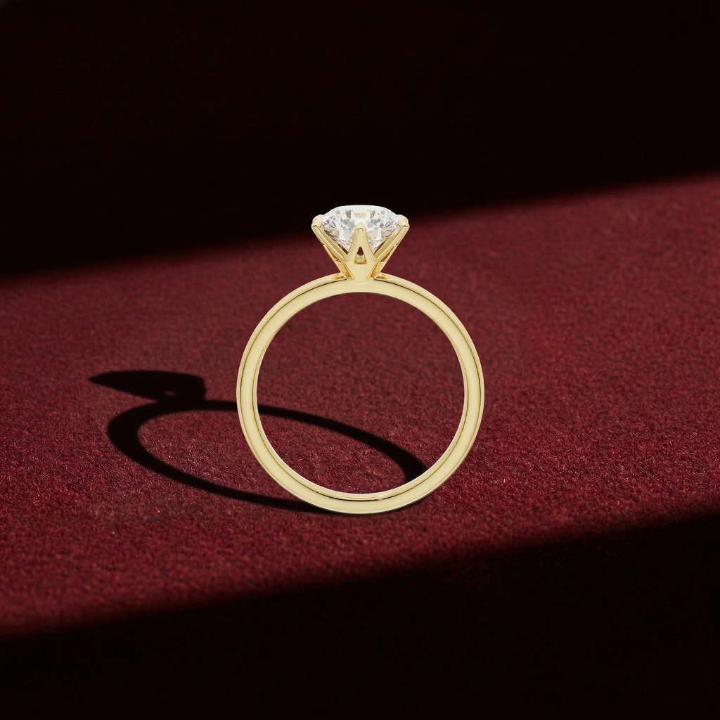 Elegant Round Lab Grown Diamond Engagement Solitaire Ring in Solid 14K Gold