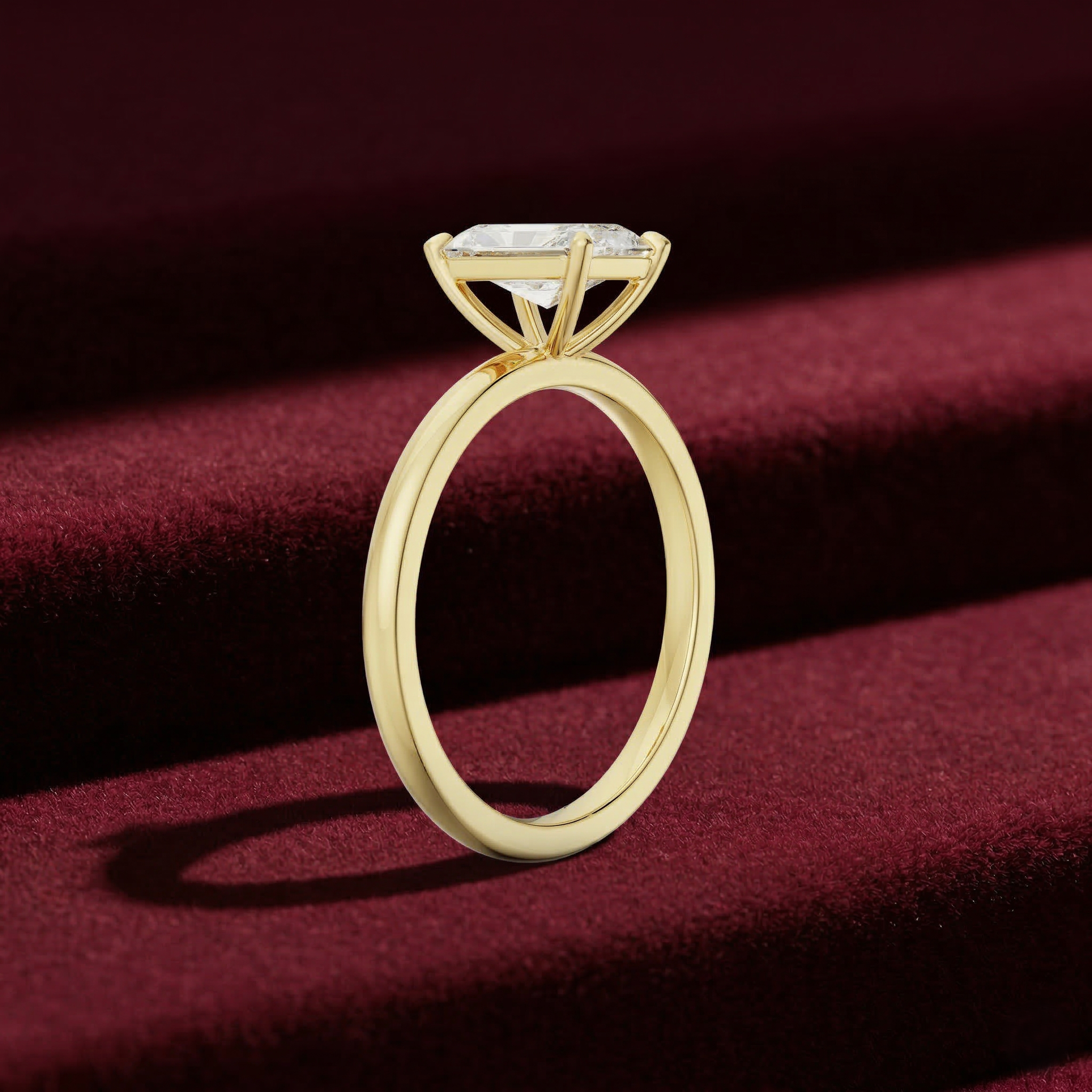 Radiant Cut Lab Grown Diamond Solitaire Engagement Ring in Solid 14K Gold