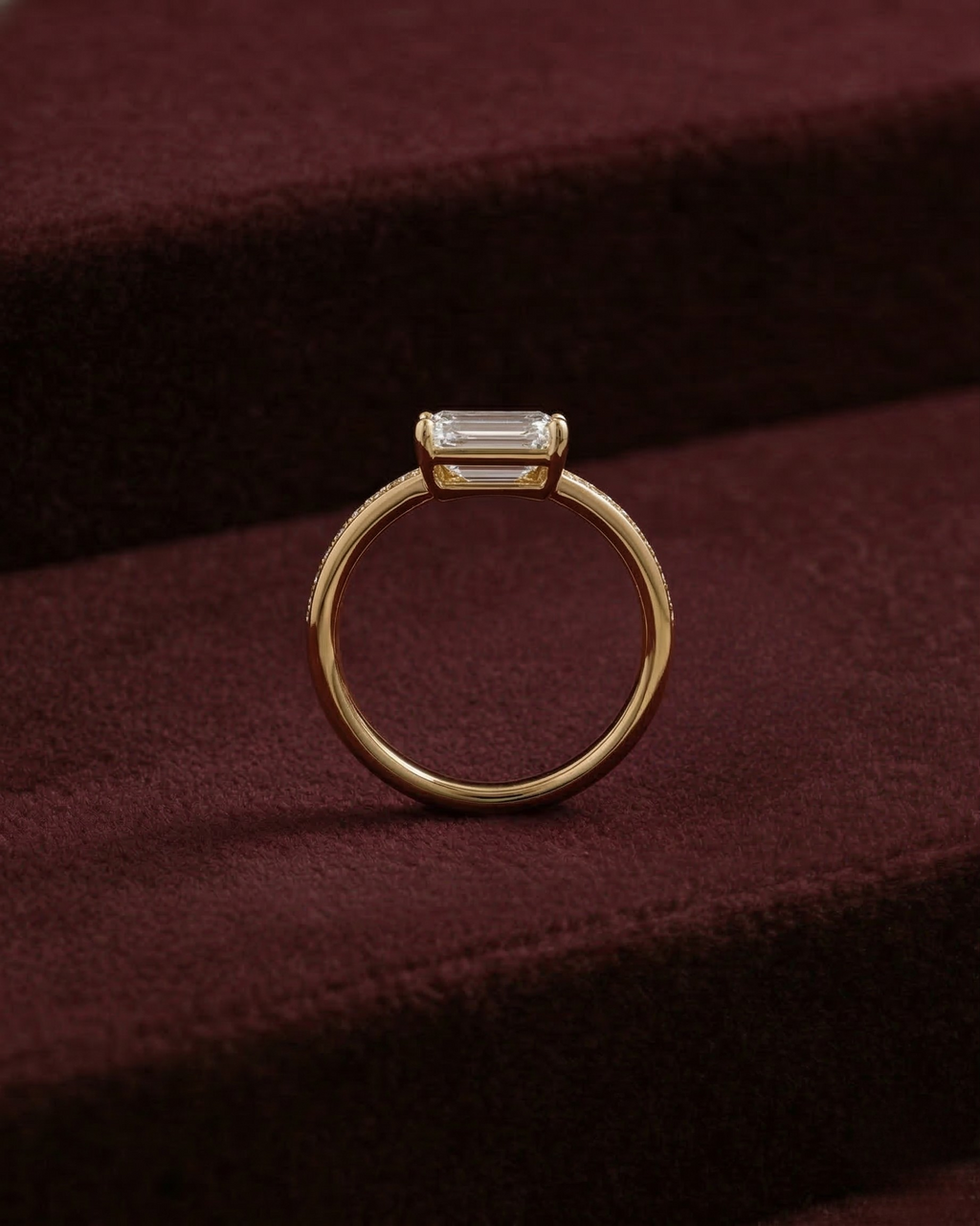 Emerald Cut Diamond Engagement Ring, Emerald Solitaire Diamond Ring, Prong Set Emerald Diamond Ring, Minimalist Diamond Ring, Gold Ring