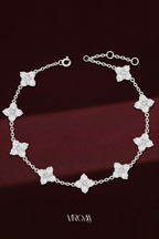 Diamond Clover Bracelet 1.80 CT, Four Leaf Clover Diamond Bracelet, Lucky Charm Bracelet, Floral Diamond Bracelet, Gold Chain Bracelet
