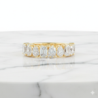 Multi Shape Half Eternity Band | Lab Grown Diamond | 14K Yellow Gold