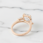 Art Deco Asscher Cut Ring with Tapered Baguette Side Stones | Lab Grown Diamond | 14K Yellow Gold