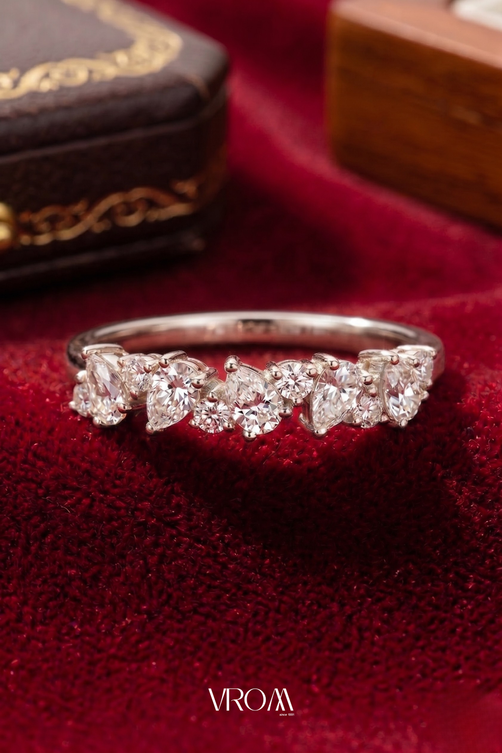 Pear and Round Diamond Stackable Band, Mixed Shape Diamond Ring, Lab Grown Diamond Band, Wedding Band, Minimal Gold Stack Ring