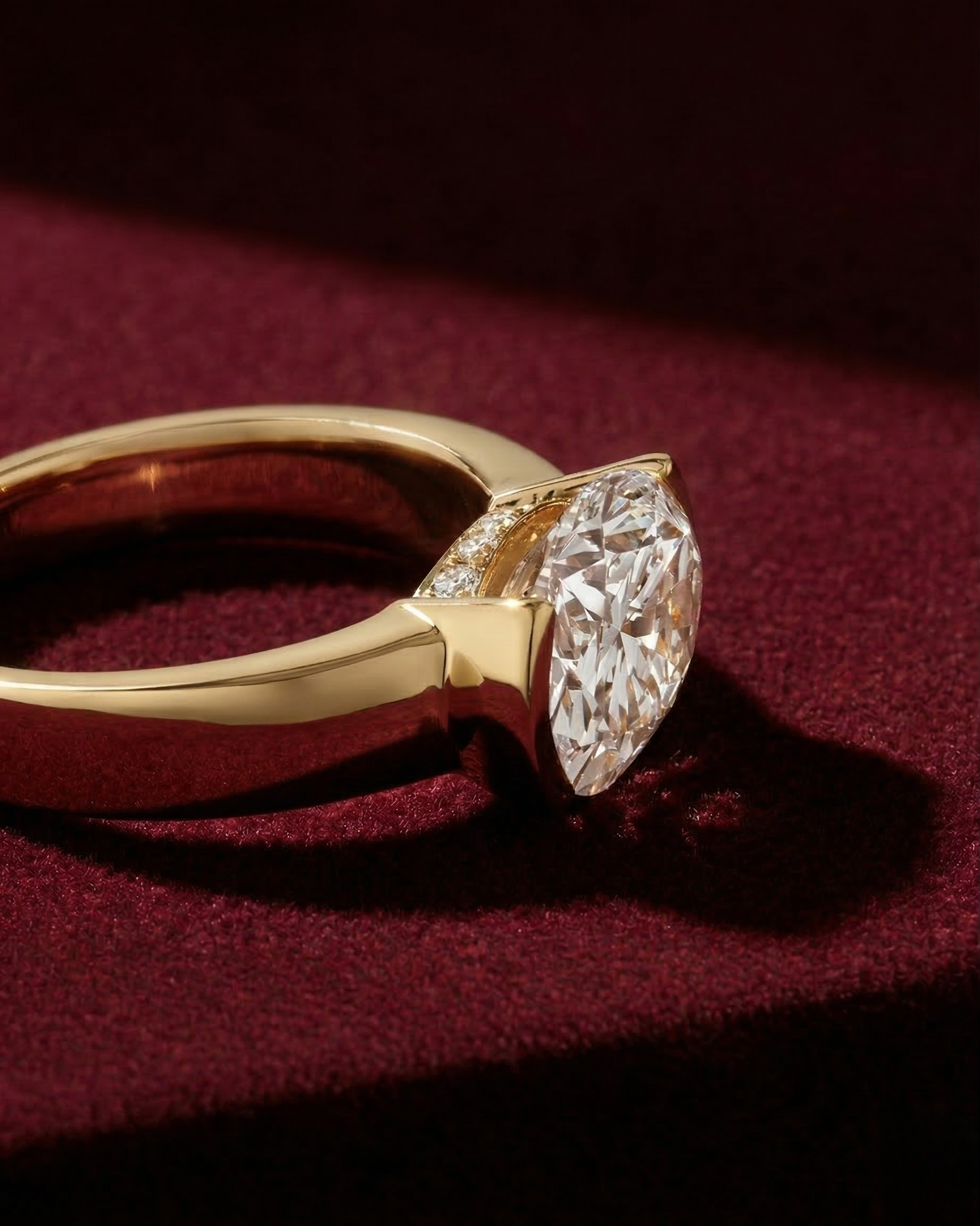 Oval Lab Diamond East-West Half Bezel Ring