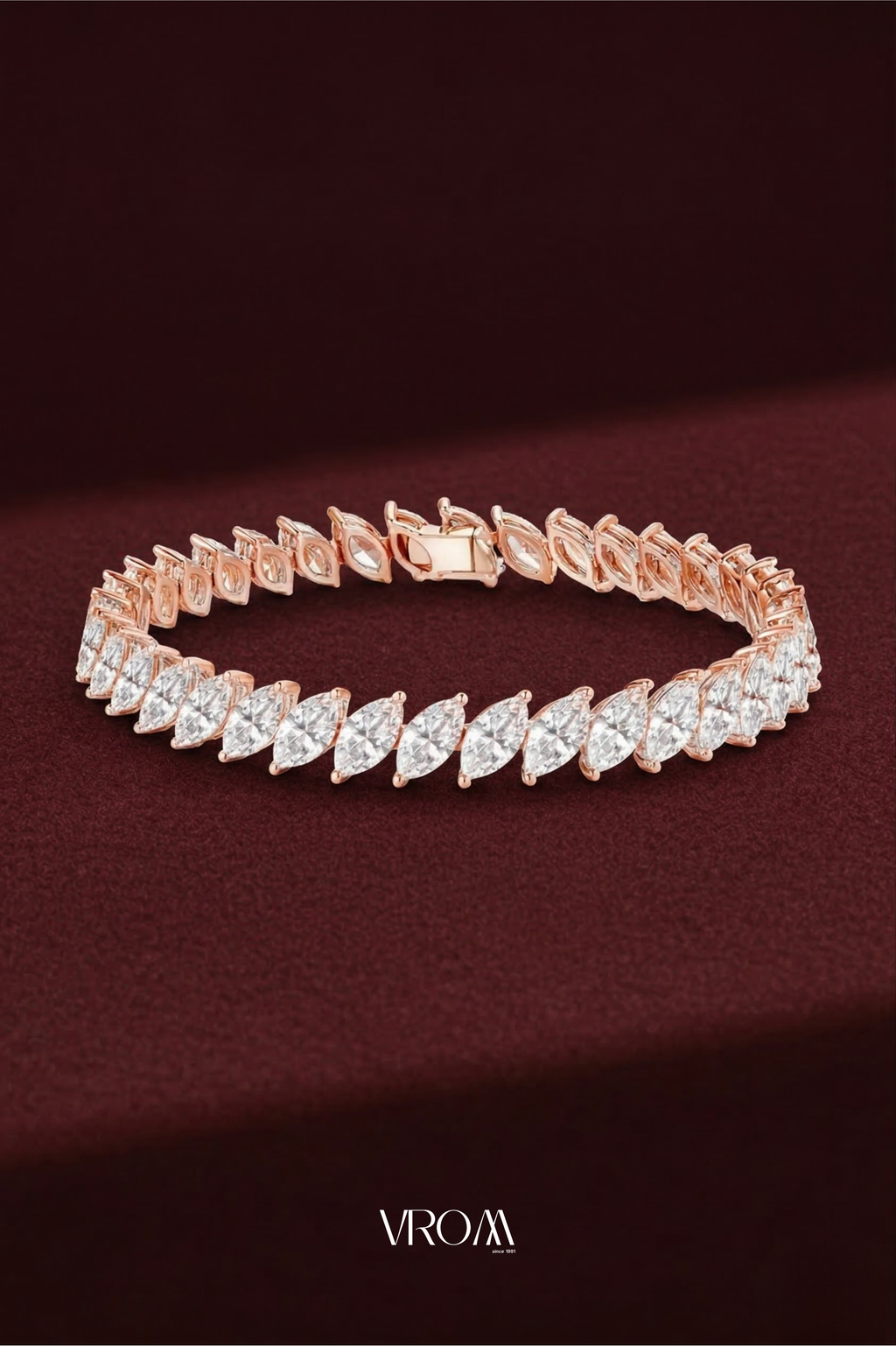 Marquise Diamond Tennis Bracelet 14 CT, Luxury Diamond Bracelet, Feather Style Diamond Bracelet, Statement Gold Bracelet, Marquise Jewelry