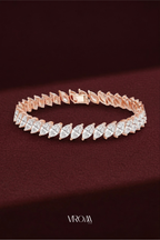 Marquise Diamond Tennis Bracelet 14 CT, Luxury Diamond Bracelet, Feather Style Diamond Bracelet, Statement Gold Bracelet, Marquise Jewelry