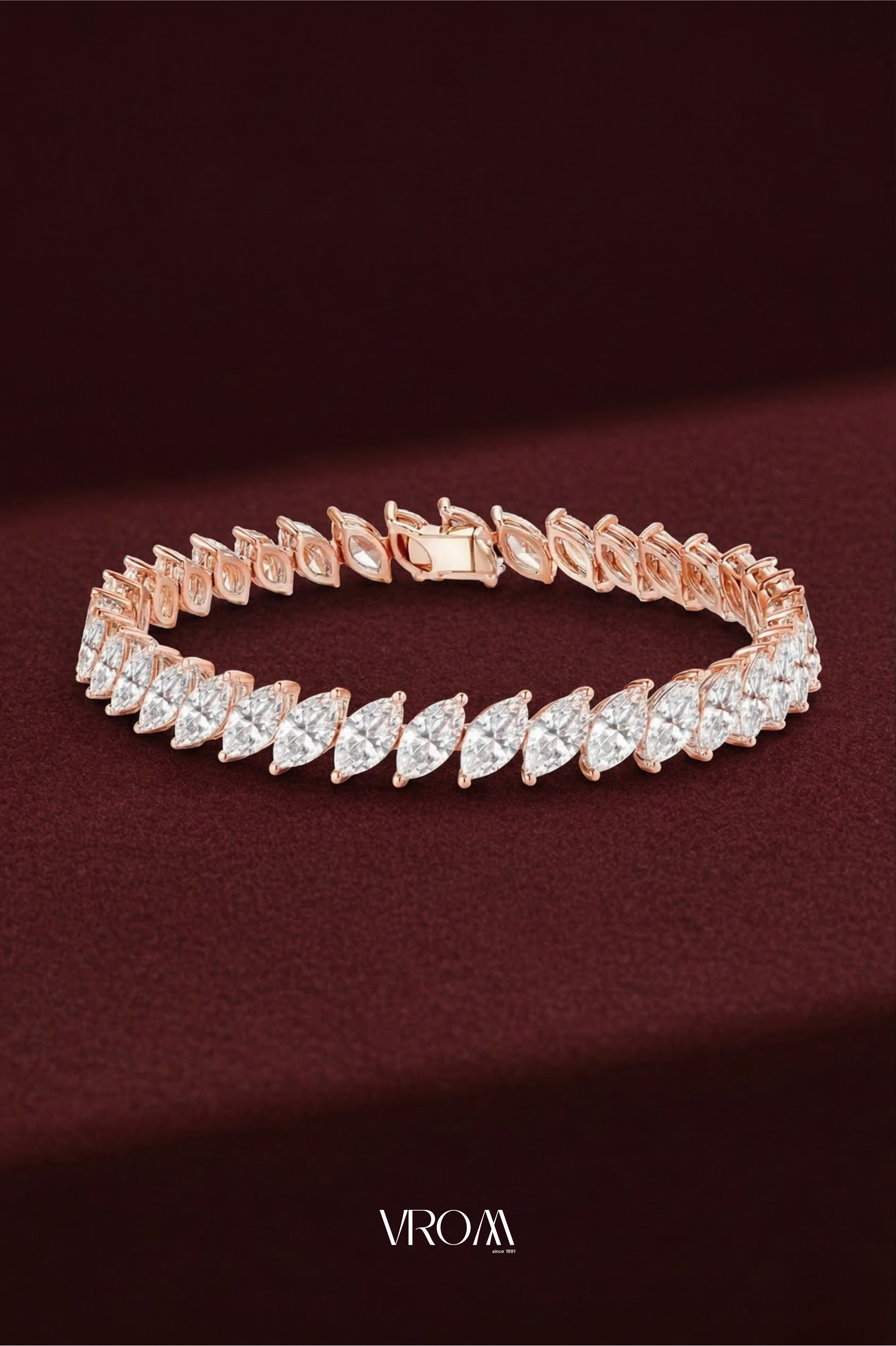 Marquise Diamond Tennis Bracelet 14 CT, Luxury Diamond Bracelet, Feather Style Diamond Bracelet, Statement Gold Bracelet, Marquise Jewelry