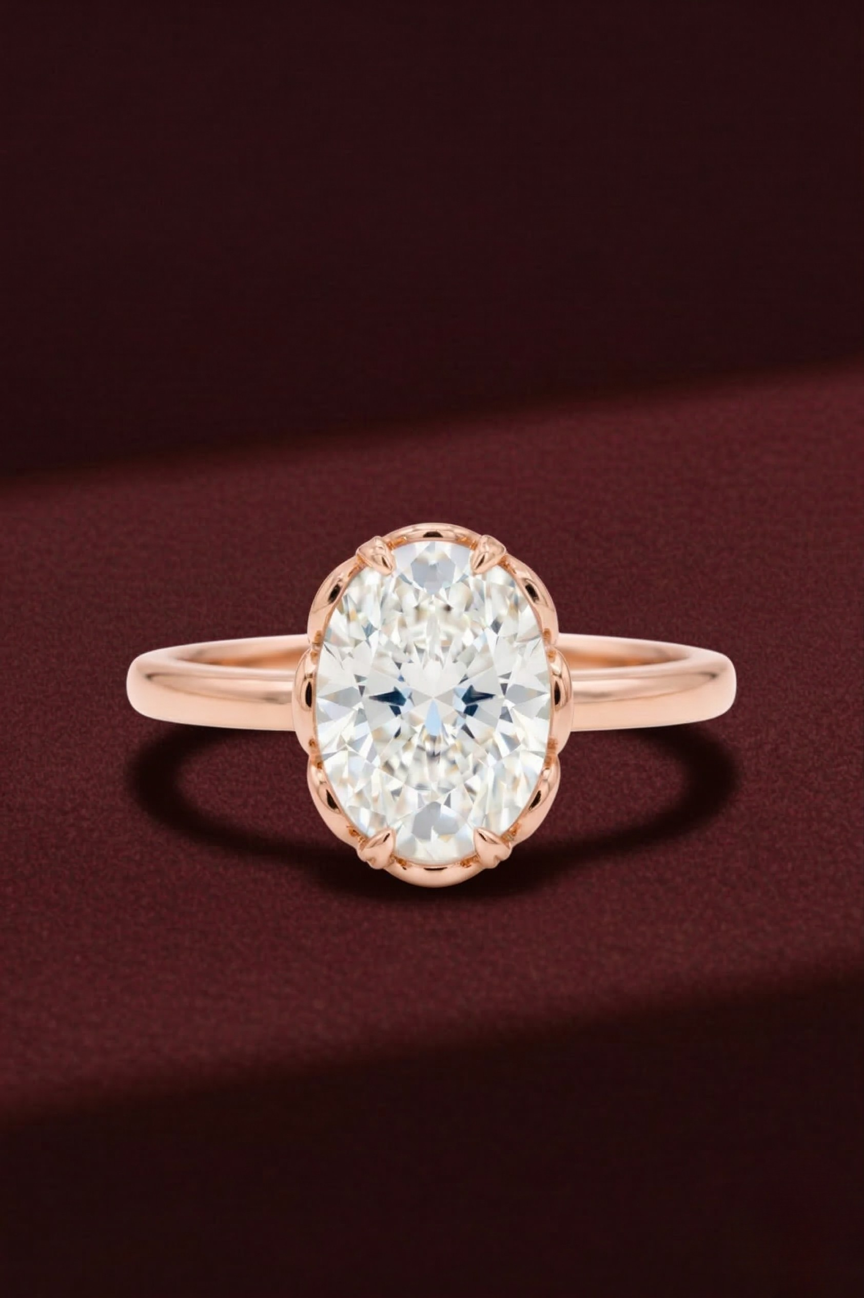 Oval Diamond Engagement Ring 2.05 Carat, Hidden Halo Diamond Ring, Oval Diamond Ring with Side Stones, Gold Engagement Ring, Lab Grown Ring