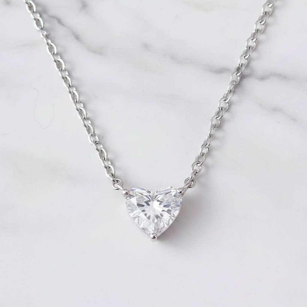 Dainty Heart Pendant Necklace | Lab Grown Diamond | 14K Yellow Gold Minimal Style