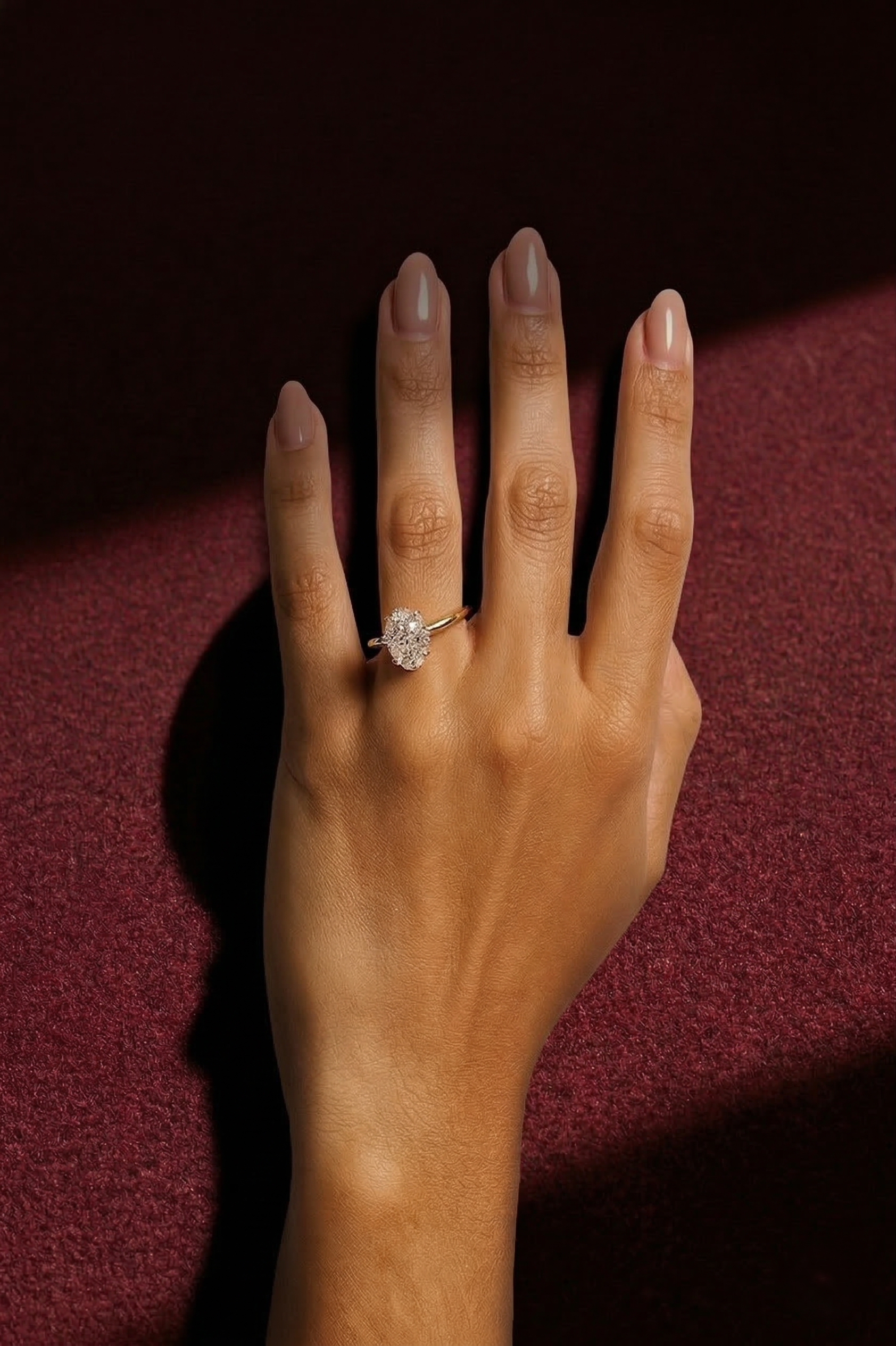Oval Lab Grown Diamond Solitaire Ring in Handmade Solid 14K Gold