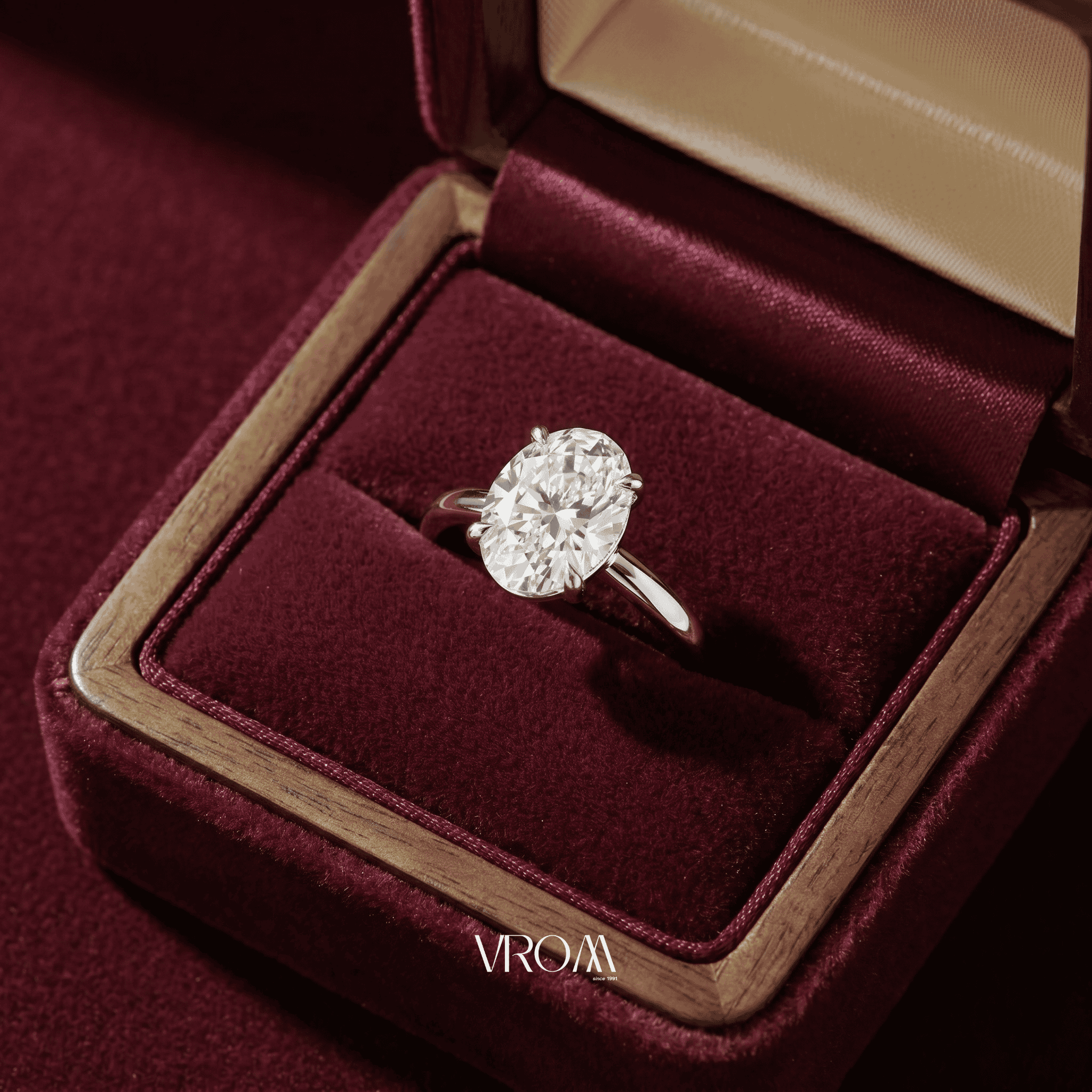 Oval Lab Grown Diamond Solitaire Engagement Ring in Solid 14K Gold