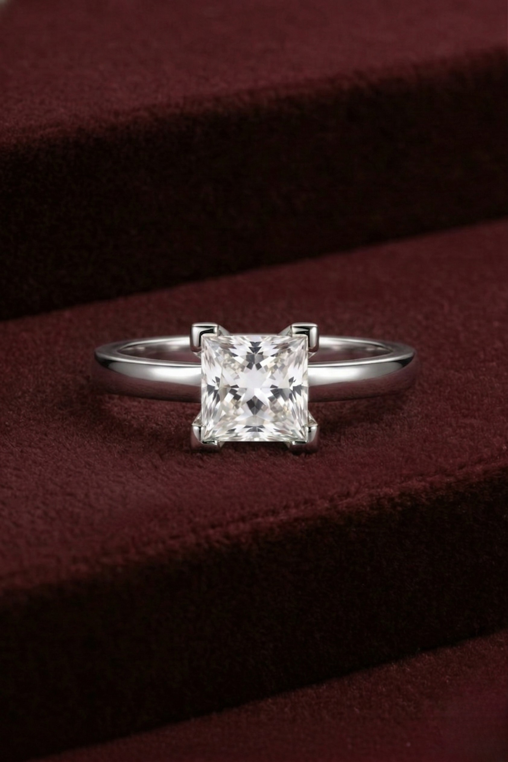 Princess Cut Diamond Engagement Ring, 1.05 Carat Princess Diamond Ring, Solitaire Diamond Ring, Minimalist Gold Ring, Classic Diamond Ring