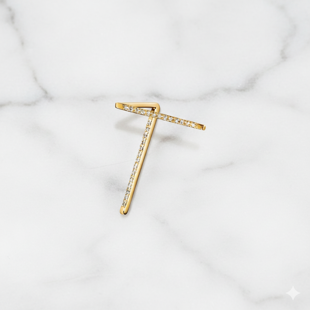 Minimal Cross Bar Earrings | Lab Grown Diamond | 14K Yellow Gold Sleek Modern Design
